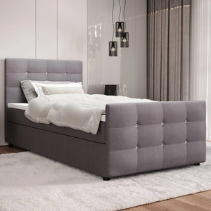 Šedá kontinentální postel Kansas 100x200 v moderním skandinávském stylu s čalouněným čelem a nohama