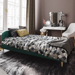 Ivrea 90x200 tyrkysová čalouněná postel s moderním čelem ideální do pokoje pro mladé nebo malé ložnice