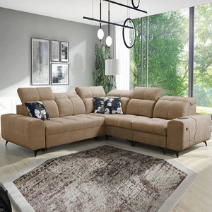 Rohová sedací souprava s funkcí spaní Buffalo III tmavě béžová komfortní pravá rohová sedací souprava s estetickou povrchovou úpravou s kontejnery na lůžkoviny