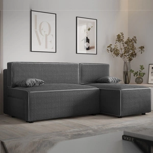 Rohová sedací souprava s funkcí spaní Brandon šedá pravý roh trojrozměrná tkanina s výrazným pruhem lůžkoviny kontejneru