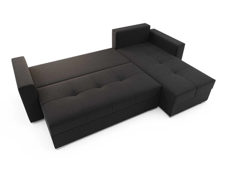 Černá pravá rohová pohovka Aldo s funkcí spaní zaručuje nejvyšší pohodlí a funkčnost