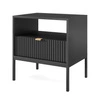 Lovro noční stolek se zásuvkou černý vkusný drážkovaný dekor ideální skříňka do ložnice zlatá hrana rukojeť