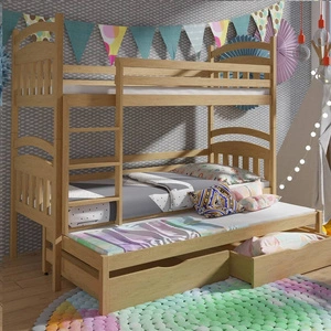 Patrová postel Adaś pro 3 osoby 90x200 cm ideální do dětského pokoje šetří místo zabírá místo jako jednolůžko