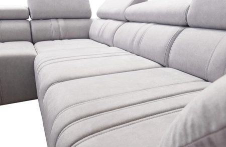 Rohová pohovka s funkcí spaní Castel XI šedohnědá levostranná pohodlná rohová pohovka s úložným prostorem na lůžkoviny odolná látka