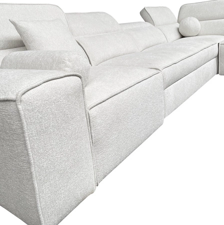 Rohová sedací souprava s funkcí spaní Viano XI šedý jasan pravý roh moderní a stylová s nastavitelnými opěrkami hlavy dekorativní polštáře