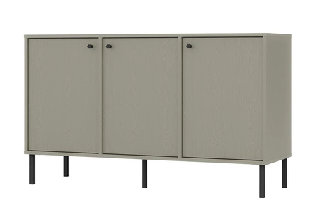 Komoda Kioto II 125 cm eukalyptus minimalistický tvar ideální komoda do ložnice obývacího pokoje nebo pokoje pro mládež černé úchyty
