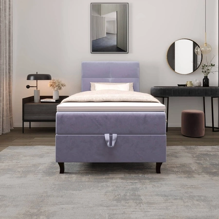 Kontinentální postel Melba 120x200 modrá v moderním skandinávském stylu s čalouněným čelem postel s úložným boxem