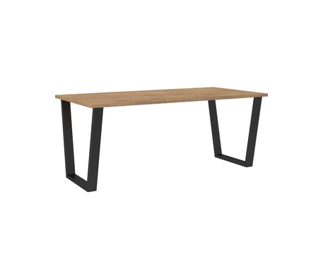 Stůl Woburn 185x90 cm dub lancelot / černá jednoduchá forma nábytku obohacená o stylové černé nohy v loftovém stylu odolná proti rozlití deska