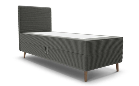 Kontinentální postel Totti 80x200 grafitová stylová postel s úložným prostorem trojrozměrná tkanina s výraznými pruhy