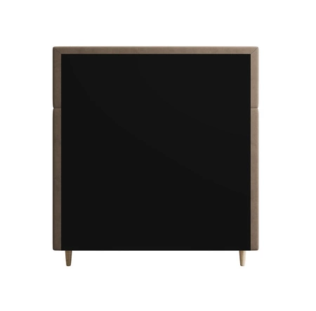 Kontinentální postel Benet 90x200 světle hnědá v moderním skandinávském stylu s čalouněným čelem a nohou postele s úložným boxem