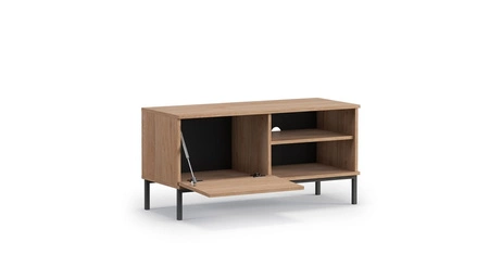 RTV skříň Tutti 100 cm bílá jednoduchý tvar skříně na kovovém podstavci v černém elegantním designu