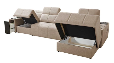 Rohová sedací souprava s funkcí spaní Tesalia XII mincovna pravá moderní design pohodlný posuvný opěrák zásuvka v boku nábytku