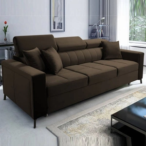 Pohovka s funkcí spaní Nausa hnědá nastavitelné opěrky hlavy odolné proti prošití a poškrábání pohodlné při relaxaci