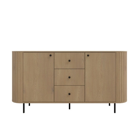 Komoda Ovalio 165 cm dub cremona moderní tvar oválná komoda do obývacího pokoje dekorativní frézování na korpusu