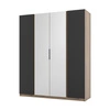 Zrcadlová šatní skříň Kastano VIII 200 cm dub evoke / černá stylová designová šatní skříň do ložnice nebo pokoje obohacená o úchytky na hranách