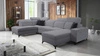 Kelly Sleek VI šedá pravá rohová sedačka s funkcí spaní moderní designová rohová sedačka do obývacího pokoje s nastavitelnými opěrkami hlavy