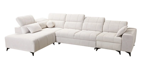 Rohová sedací souprava s funkcí spaní Penejos XI Lux šedá levostranná stylová rohová sedací souprava s pohodlným výsuvným podnožníkem