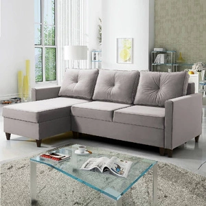 Rohová sedací souprava s funkcí spaní Terni šedá šedý jasan levý roh Praktická a funkční sedací souprava s prostornými nádobami na lůžkoviny