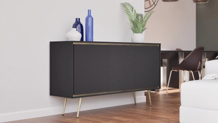 Komoda Nevea 150 cm černá grafit Elegantní komoda do obývacího pokoje s originálním a zajímavým designem a systémem otevírání dvířek push to open