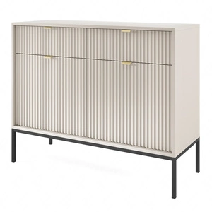 Komoda Lovro 104 cm se zásuvkami béžová Moderní design potěší milovníky osobitých interiérů