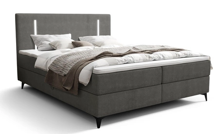Kontinentální postel Norco 140x200 šedá stylová postel s úložným prostorem na lůžkoviny Osvětlení v čele postele ji činí jedinečnou