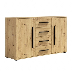 Komoda Maxione 150 cm dub řemeslný elegantní a univerzální styl komody do ložnice nebo obývacího pokoje vkusné černé úchyty