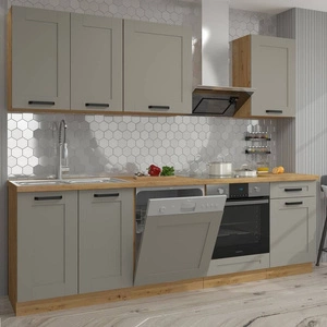 Sada kuchyňského nábytku Linosa 250 cm skříňky vypadají skvěle v moderních i klasických interiérech