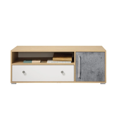 TV skříňka Cary 120 cm dub biskvit / bílá / beton ideální do pokoje pro mládež funkční TV skříňka