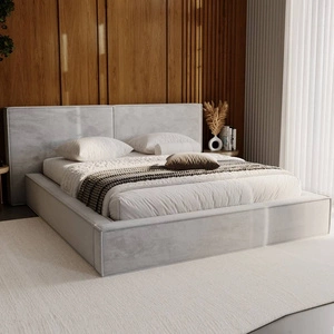 Čalouněná postel Palise 160x200 šedá jasan Stylová postel s úložným prostorem na lůžkoviny Pohodlný podhlavník zaujme svým elegantním designem