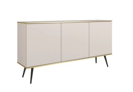Komoda Luxury 160 cm béžová elegantní designový korpus doplněný zlatým lemováním komoda je podepřena černými kovovými nohami