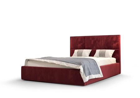 Čalouněná postel Hestia 180x200 s úložným boxem bordó v moderním skandinávském stylu s pohodlnou opěrkou hlavy