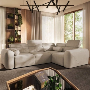 Cantare II rohová pohovka s funkcí spaní béžová pravá strana pohodlná rohová pohovka do obývacího pokoje se stylovým charakterem měkká látka