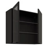 Kuchyňská nástěnná skříňka černá 80 GS-72 2F kovové hrany úchytek skříňky odolné proti páře vysoké teplotě a rozlití tekutin