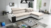 Rohová rozkládací pohovka Dafni světle béžová / bílá pravostranná sametová pohodlnost a funkčnost při každodenním odpočinku