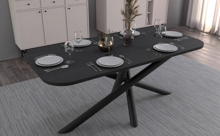 Lyon stůl 90x185 cm portlandský jasan / černý stylový jídelní stůl na designových pavoučích nohách výškově nastavitelný