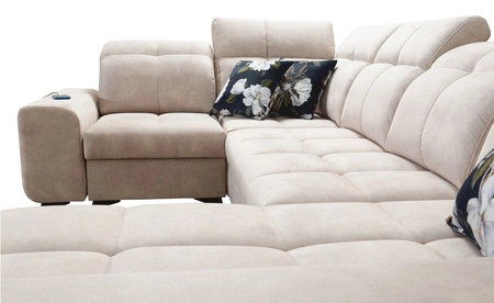 Rohová sedací souprava s funkcí spaní Buffalo IV hnědá pravá rohová stylová sedací souprava se dvěma lůžkovinami velurová tkanina