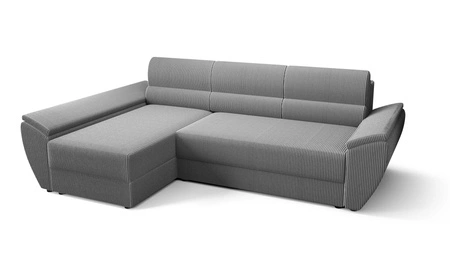 Rohová sedací souprava s funkcí spaní Fogu III šedý jasan levá stylová rohová sedací souprava s područkami kontejner na lůžkoviny manšestrová látka