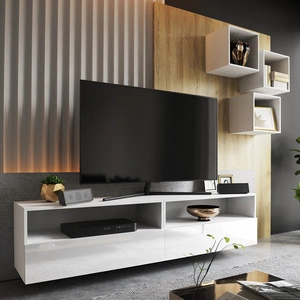 Nero bílá / bílý lesk Moderní nástěnná skříňka do obývacího pokoje Praktický systém zásuvek s otevíráním push to open