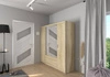 Zrcadlová šatní skříň Rene 176 cm světlý dub sonoma moderní design stylové stříbrné úchytky