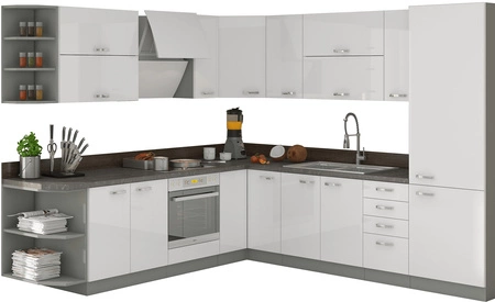 Sestava rohového kuchyňského nábytku Bianka 260x270 cm lesklá čela styl skříněk bude ladit s interiérem každé kuchyně