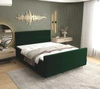 Kontinentální postel Benet 180x200 lahvově zelená v moderním skandinávském stylu s výrazným čelem a podnožkou