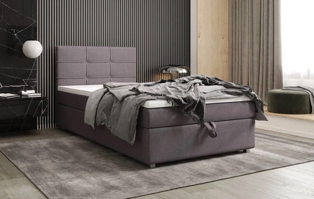 Kontinentální postel Fresno 100x200 šedá v moderním skandinávském stylu s čalouněným čelem postele s úložným boxem