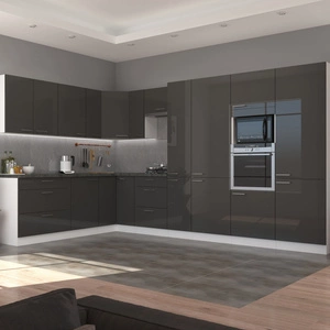 Rohová sestava kuchyňského nábytku Milo 230x370 cm lesklá čela styl skříněk se hodí do interiéru každé kuchyně