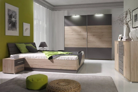 Sestava ložnicového nábytku Dione san remo světlý / jasan Moderní nábytková sestava je ideální pro moderní a modernistické interiéry