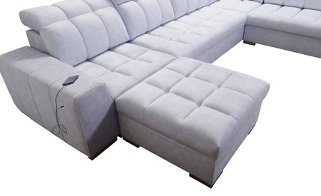 Rohová pohovka s funkcí spaní Luigi VI medová levá stylová rohová pohovka s kontejnery na lůžkoviny potaženými měkkou látkou