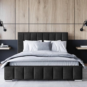 Čalouněná postel Insam 140x200 černá stylová postel s úložným prostorem na lůžkoviny pohodlný podhlavník zaujme svým elegantním designem
