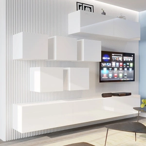 Spata nástěnná skříňka bílá / bílý lesk stylové bezúchytkové masivy modernistická nástěnná skříňka do obývacího pokoje nebo zasedací místnosti