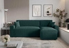 Rohová sedací souprava s funkcí spaní Brandon Bis tyrkysová pravá strana měkká tkanina s charakteristickou smyčkovou povrchovou nádobou na lůžkoviny