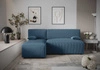 Rohová sedací souprava s funkcí spaní Brandon modrá levá trojrozměrná tkanina s výrazným pruhovaným kontejnerem na lůžkoviny