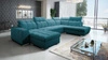 Luigi VI rohová pohovka s funkcí spaní tyrkysová levá stylová rohová pohovka s kontejnery na lůžkoviny potažená měkkou látkou